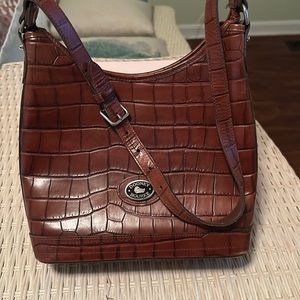 Dooney Bourke leather reptile embossed Bag, Tobacco Brown, LN